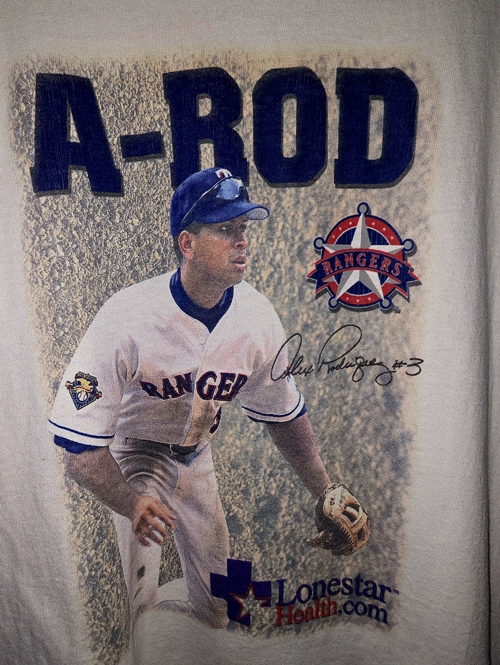 📣 Vintage Y2K A-Rod⚾ Alex Rodridguez Texas🌟 Rangers White Graphic Tee Size XL